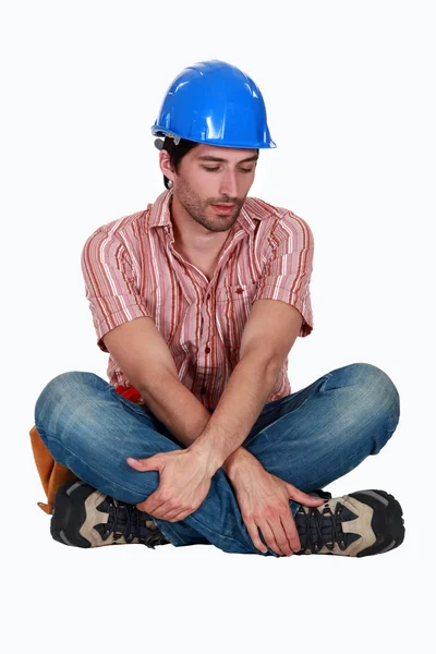 Zmęczony patrząc robotnik budowlany — Zdjęcie stockowe