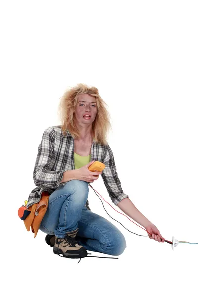 Woman electrocuted — Stock Photo, Image