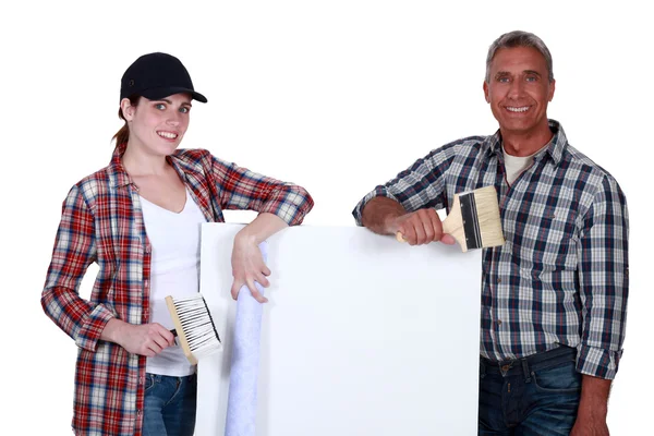 Padre e hija pintando —  Fotos de Stock