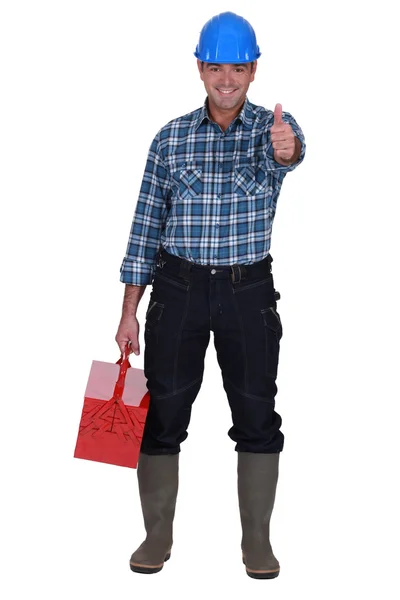 Worker with thumbs-up — Stock Photo, Image