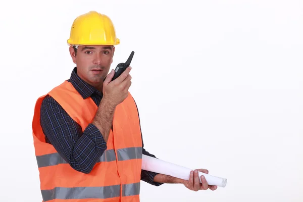 Foreman with a walky talky — Stock Photo, Image