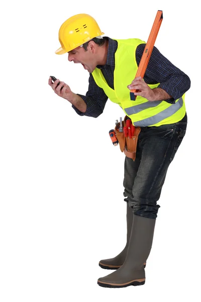 Foreman screaming on the phone — Stock Photo, Image