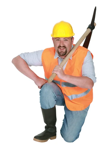 Lavoratore con un martello da slitta — Foto Stock