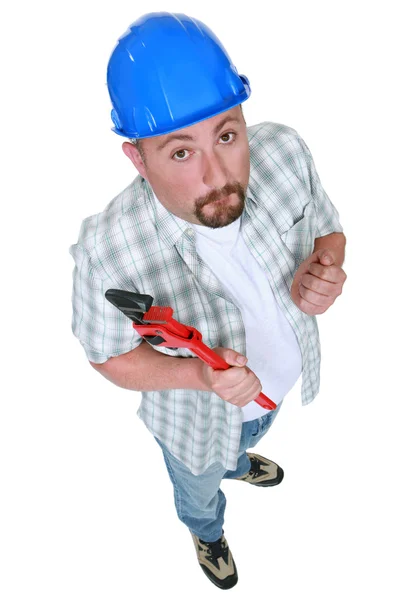 Tam uzunlukta inşaat işçisi — Stok fotoğraf