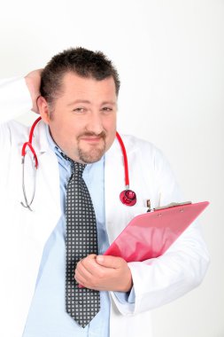 An embarrassed doctor clipart