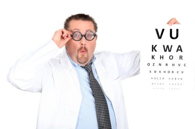 Funny ophthalmologist wearing bifocals clipart