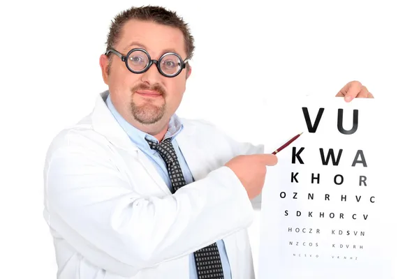 Stock image Comedy optician with an eyechart