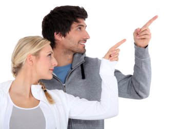 Couple pointing clipart