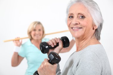 Women working out together clipart