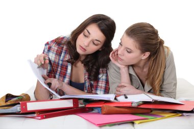 Two female students clipart