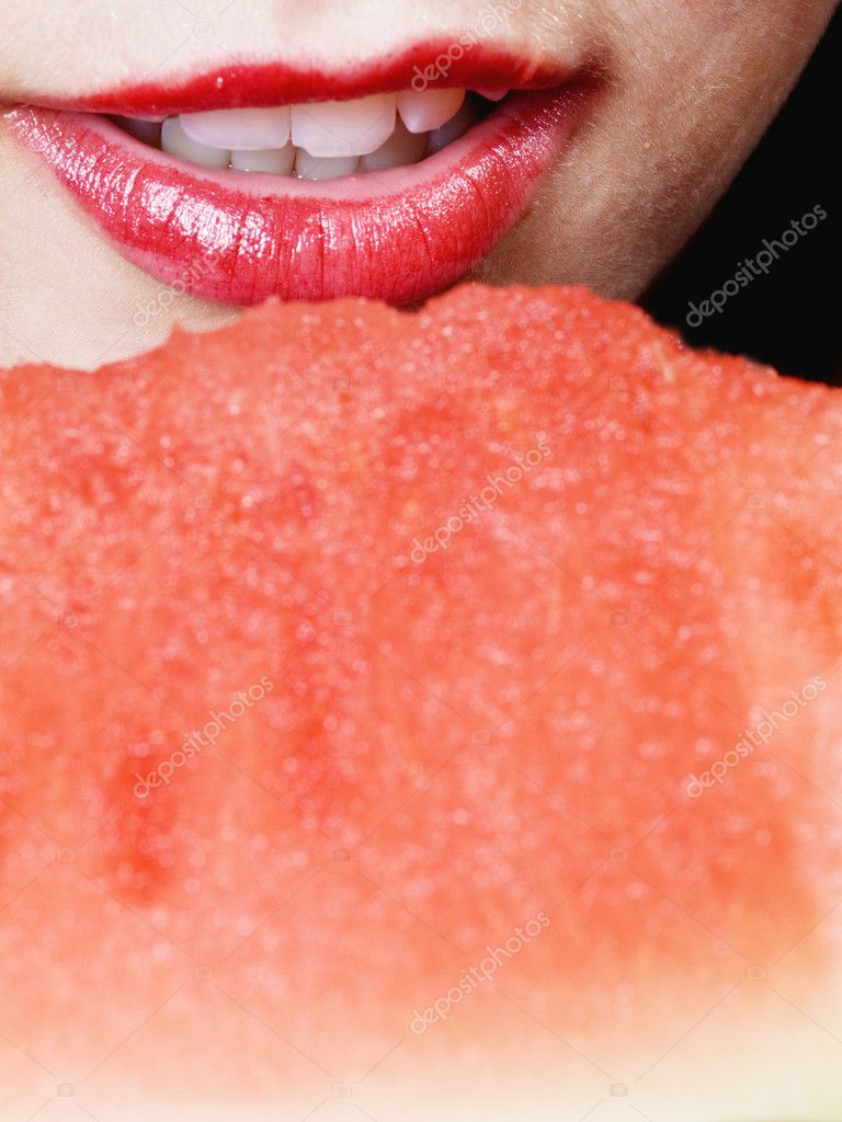 Watermelon Lips — Stock Photo © jimdelillo 12416500
