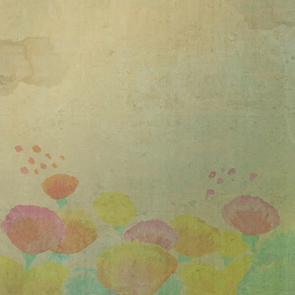 Färg blommor i akvarell handmålade på papper bakgrund — Stockfoto