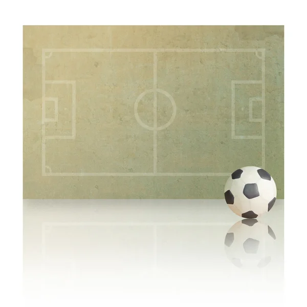 Knetmasse Fußball auf Papierfeld, weißer Hintergrund — Stockfoto