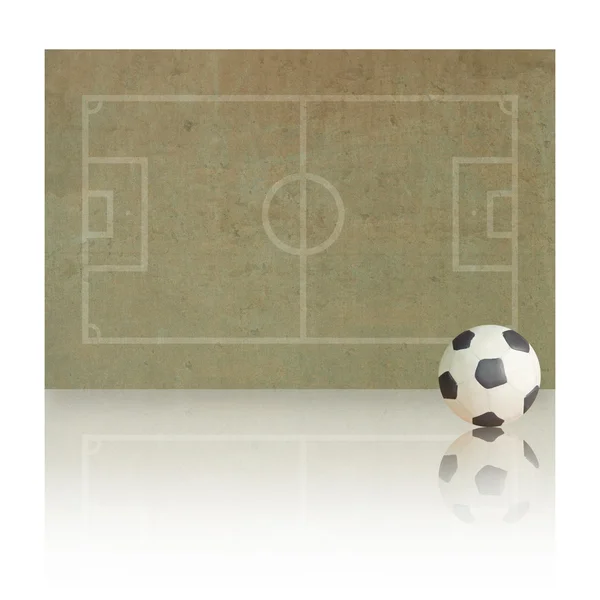 Plasticine Fútbol fútbol en el campo de papel, fondo blanco — Foto de Stock