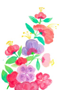 Color flowers in watercolor hand painted, isolated clipart