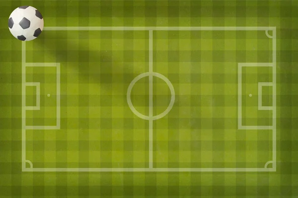Plasticine voetbal voetbal op papier achtergrond van een veld — Stockfoto