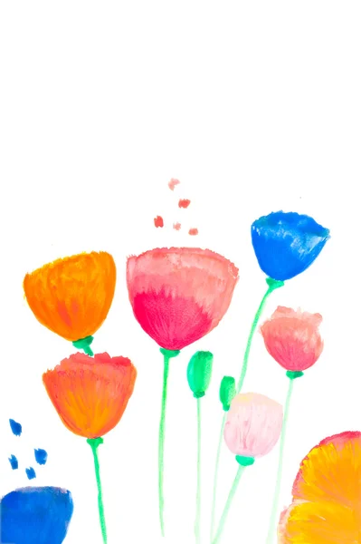 Fleurs de couleur en aquarelle peinte à la main, isolée — Photo
