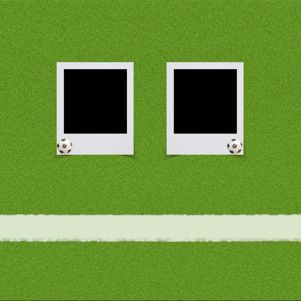 Plastelina piłki nożnej z kijem na trawa tło — Zdjęcie stockowe