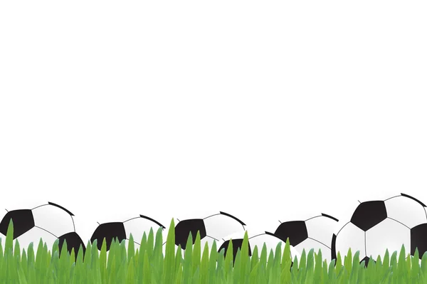 Fotboll fotboll på grönt gräs, vit bakgrund — Stockfoto