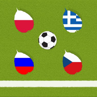 futbol futbol çim zemin üzerine bayrağı