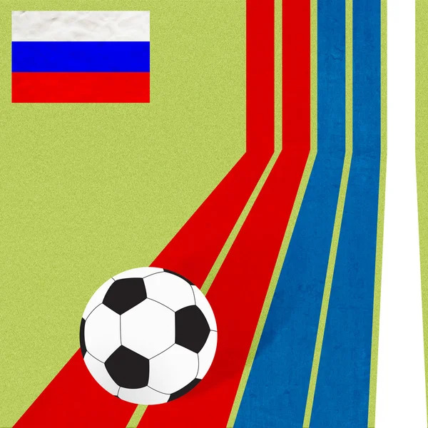 Fotball med plastflagg på fargerik bakgrunn – stockfoto