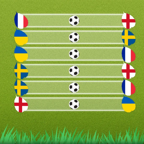 Groepsfase van het voetbal op gras achtergrond — Stockfoto