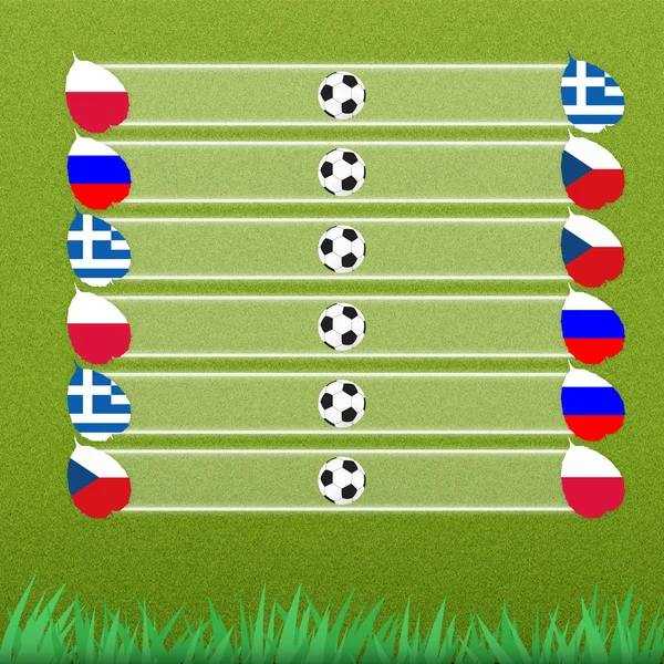 Groepsfase van het voetbal op gras achtergrond — Stockfoto