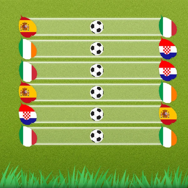 Group stage of football on grass background — Stock Photo, Image