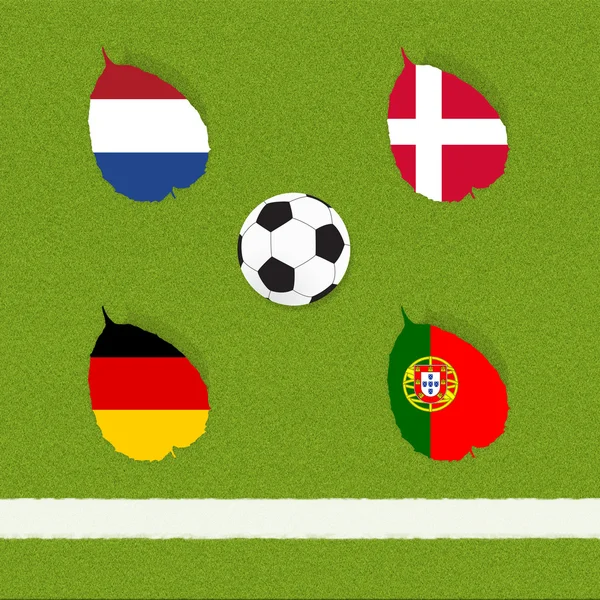 Fotball for flagg på gressbakgrunn – stockfoto