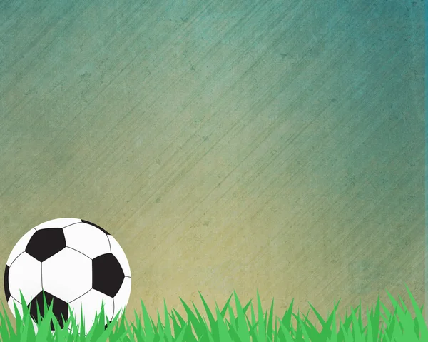 Football soccer op gras en papier achtergrond — Stockfoto
