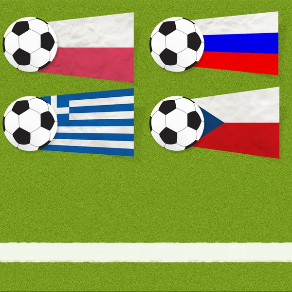 Bandera de plastilina fútbol sobre hierba fondo —  Fotos de Stock