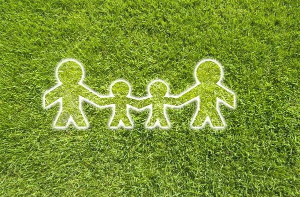 Icon family on green grass, texture background — Stock Photo, Image