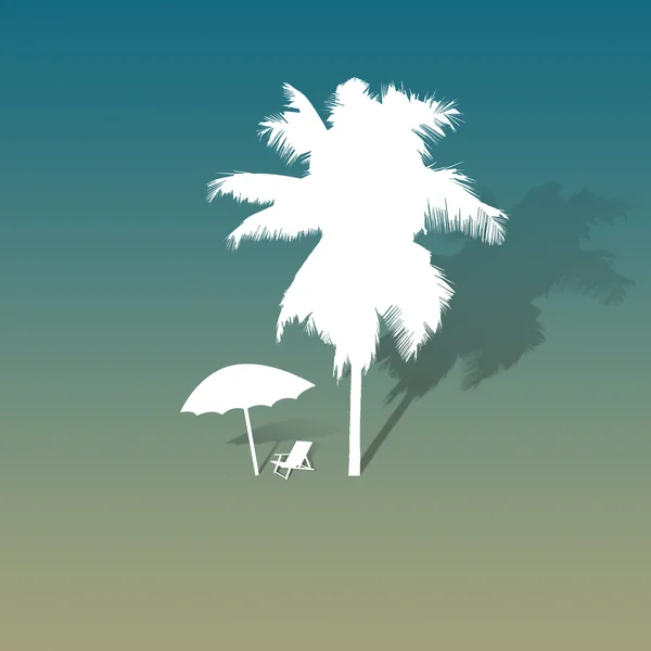 Coconut tree and chair of paper cut on abstract background — Stock Photo, Image