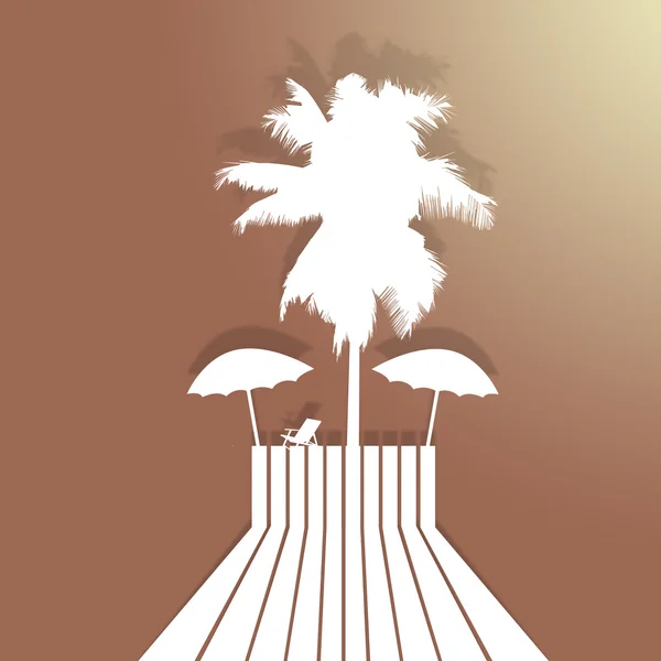 Kokosnussbaum und Papierstuhl auf abstraktem Hintergrund — Stockfoto