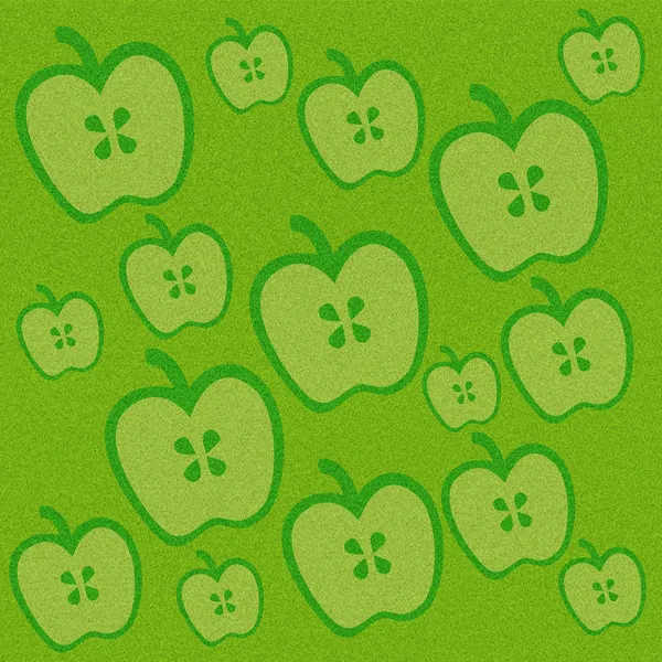 녹색 잔디 배경 애플 — 스톡 사진