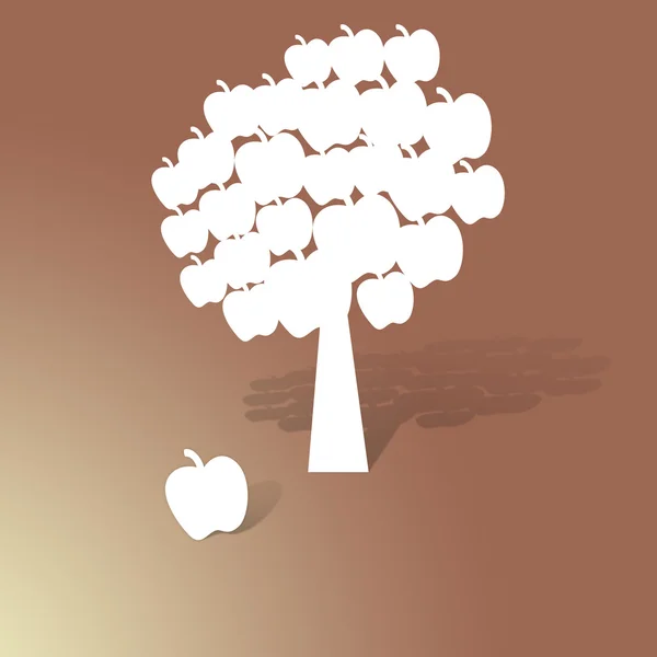 Appelboom papier gesneden op abstracte achtergrond — Stockfoto