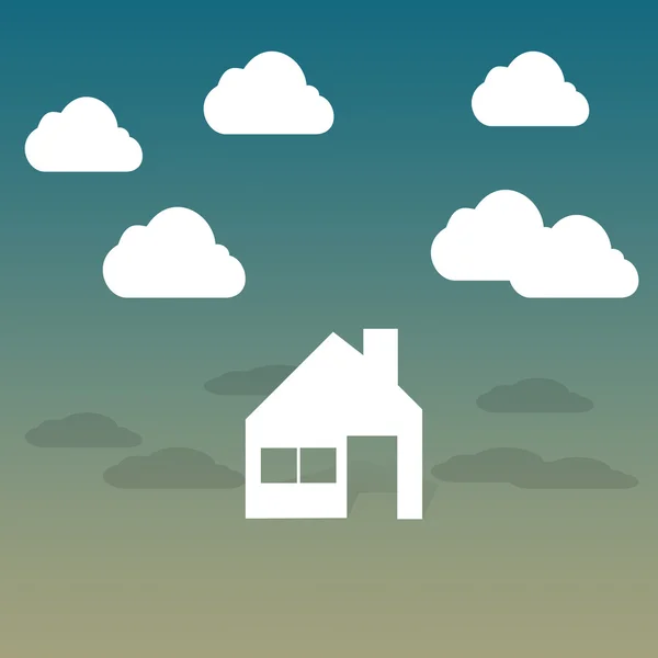 Ev ve bulut kağıt üzerinde arka plan kesmek — Stok fotoğraf