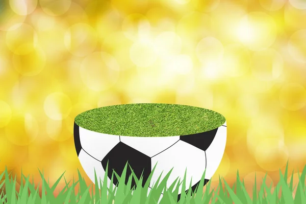 Football with green grass on color abstract background — Stock Photo, Image