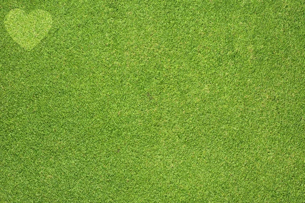 Hjärtat på grönt gräs, textur bakgrund — Stockfoto