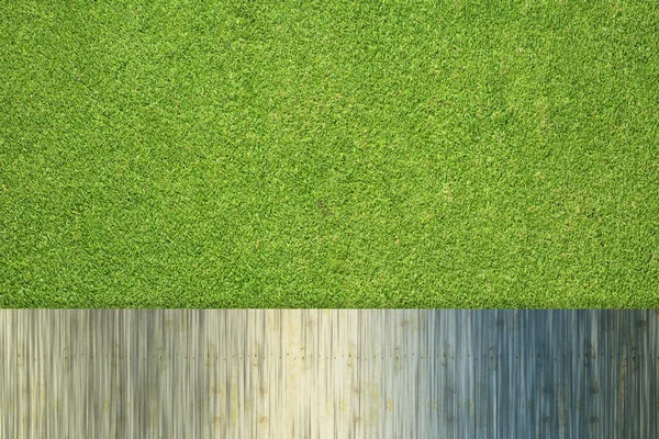 Color madera sobre hierba fondo y textura — Foto de Stock