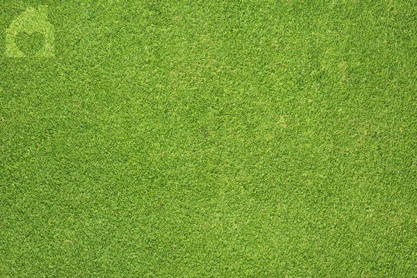 Hart van huis op groene gras textuur en achtergrond — Stockfoto