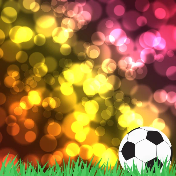 Ποδόσφαιρο με πράσινο γρασίδι σε αφηρημένο φόντο χρώμα — Φωτογραφία Αρχείου