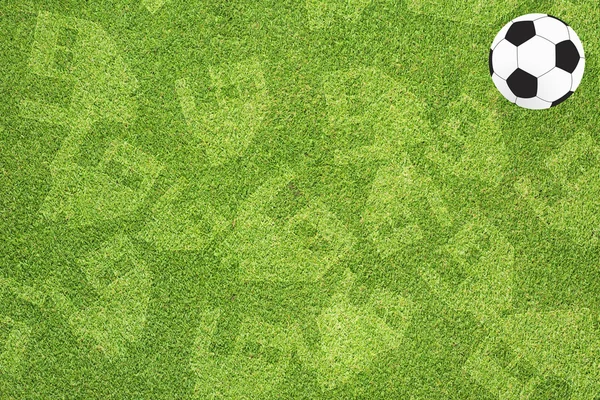 Football soccer op de thuisbasis van gras achtergrond — Stockfoto