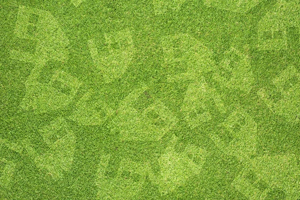 Home on green grass texture and background — Stock Photo, Image