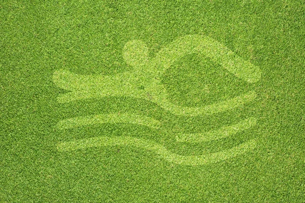 Sport nuoto su erba verde texture e sfondo — Foto Stock
