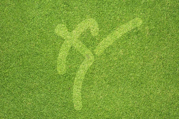 Sport taekwondo on green grass texture and background — Stock Photo, Image