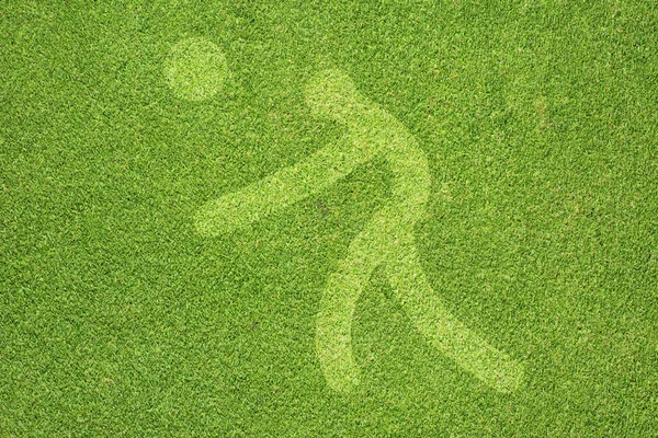 Sport volleyball on green grass texture and background — Stock Photo, Image