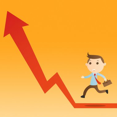 grafik üzerinde sarı bir arka plan ile işadamı