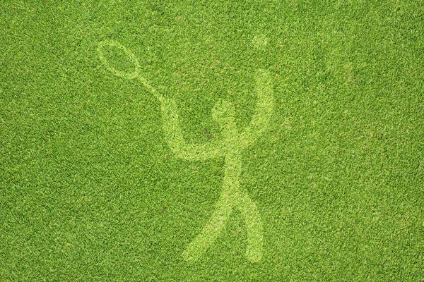 Yeşil çim dokusu ve arka plan üzerinde spor tenis — Stok fotoğraf