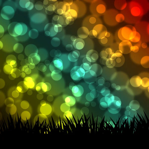 Gräs med blanka bokeh ljus bakgrund — Stockfoto